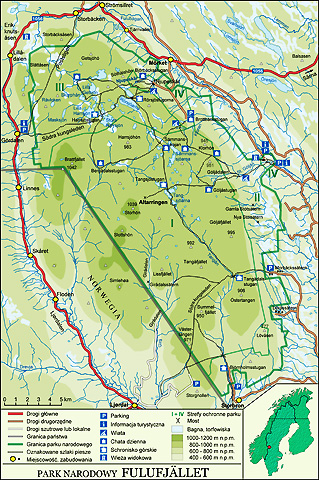 Mapa Parku Narodowego Fulufjället (Szwecja)