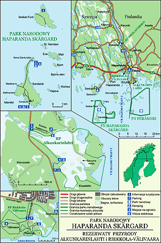 Mapa Parku Narodowego Park Narodowy Haparanda Skärgard (Szwecja)