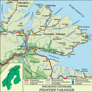 Mapa rezerwatu przyrody Tanamunningen w Norwegii